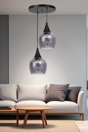 Opviq Lámpara de Araña 9064-2 Gris y Negro